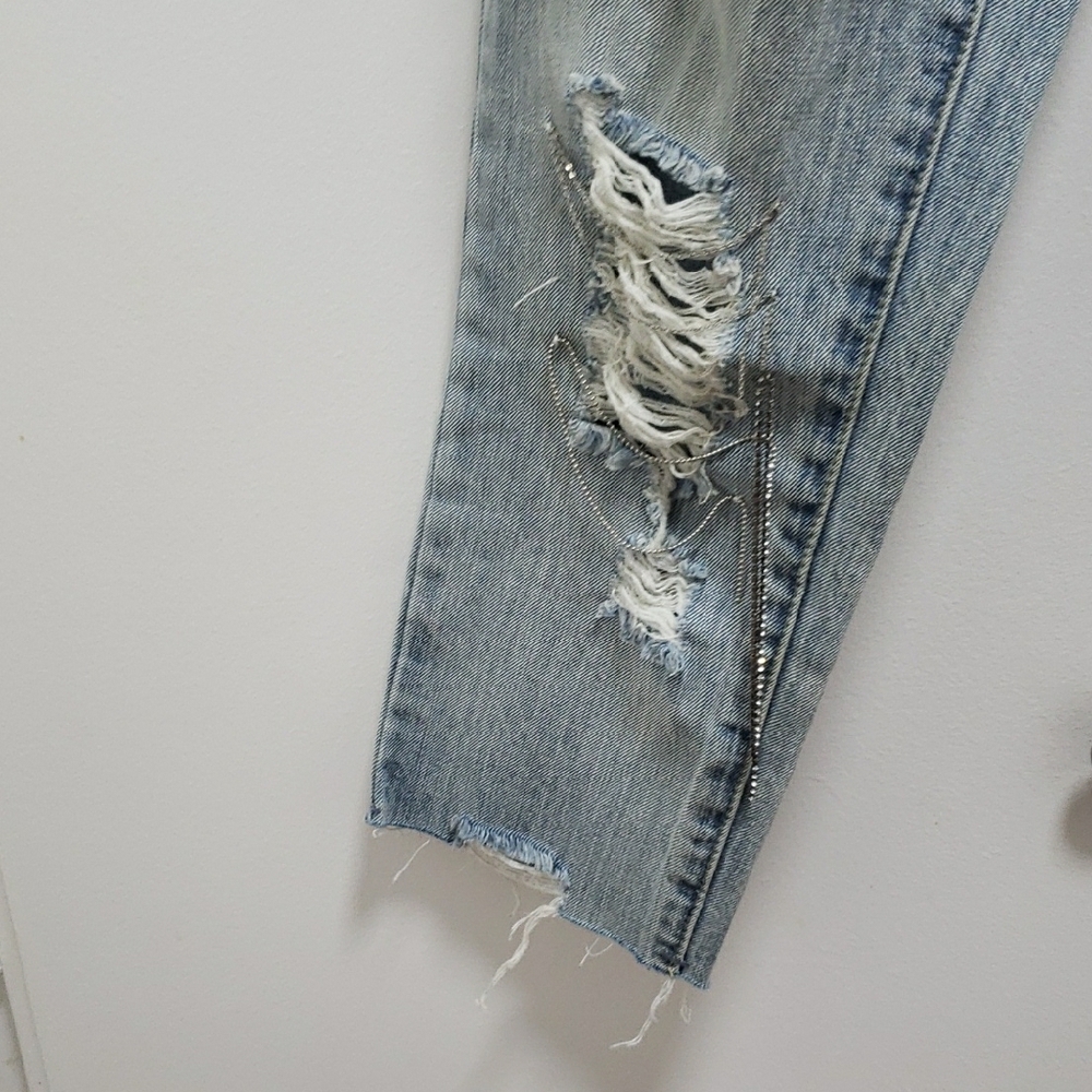 Ripped Light Denim Boyfriend Jeans - Girlfriend Fit - Picture 8 of 13